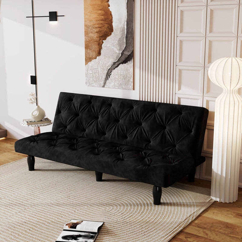Armless Sofa Bed Charlton Home Upholstery Color Black